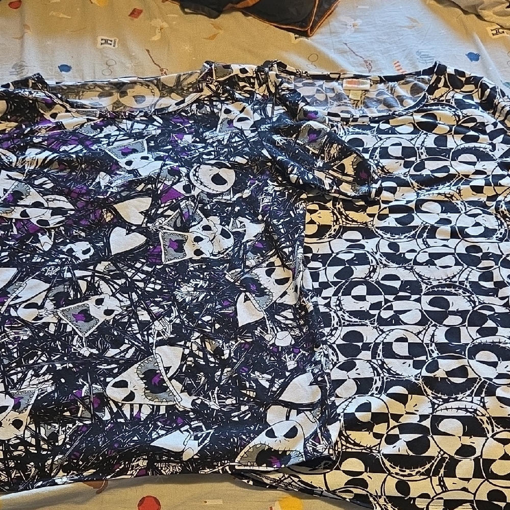 LuLaRoe Short Sleeve Tees - Black and Purple Patterns